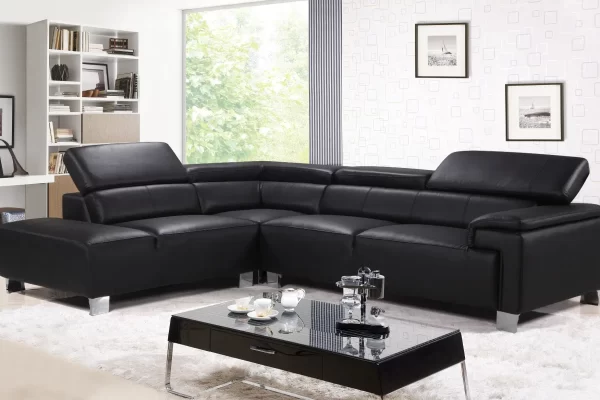 Elegant Leather Black Sofa for Modern Living Rooms